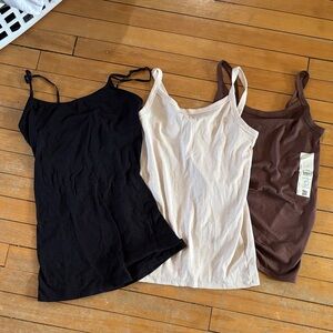 NWT Women’s Cotton Spaghetti Strap Tank Top - Black, Cream, Brown